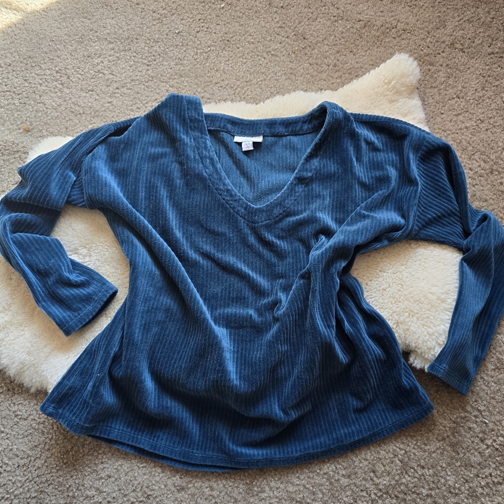 J. Jill Velvet ribbed blue sweater size Medium